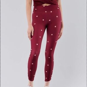 NWT Gilly Hicks Go Recharge High Rise Cinch Yoga Athletic Leggings Burgundy